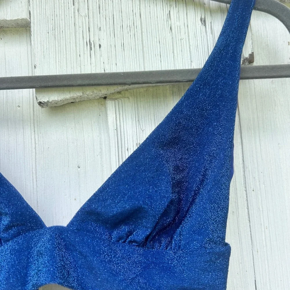 Monday Swimwear Portofino Top Kauai Bottom Navy Shimmer Bikini Set NWT Size S